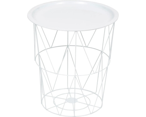 Beistelltisch mit Korb aus Metalldraht