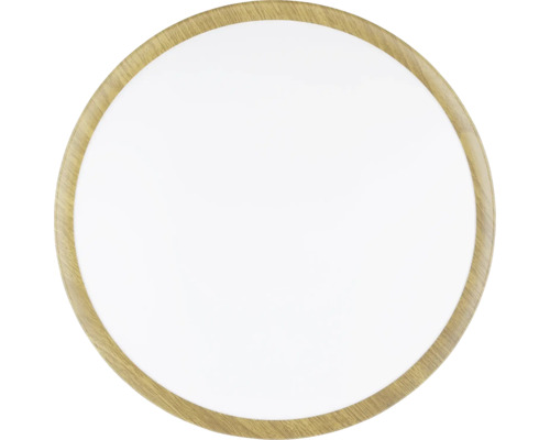 Runde LED-Deckenleuchte mit Holzrahmen