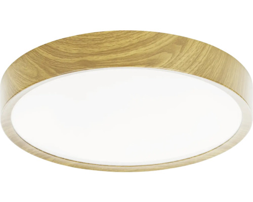 Runde Deckenleuchte mit Holzrahmen