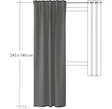 Grauer Vorhang, 245 mal 140 Zentimeter