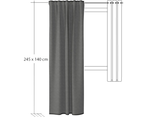 Scheibengardine Homing grau 140 x 1 Stück er-Set Grauer Vorhang, 245 mal 140 Zentimeter