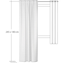 Weißer Gardinenschal mit Ösen und den Maßen 245 x 140 cm.
