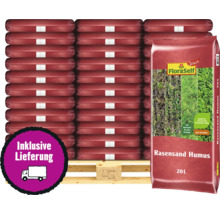 Palette mit FloraSelf Rasensand Humus 20 Liter inklusive Lieferung