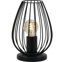 Dekorative Tischleuchte mit einem Lampenschirm in Käfigoptik und einem Leuchtmittel