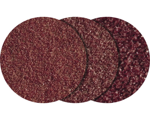 Drei Schleifscheiben mit unterschiedlicher Körnung