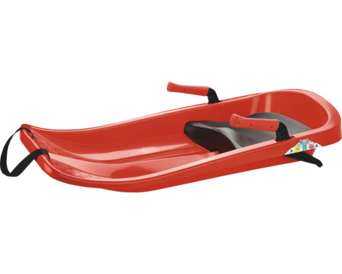 Schlitten Kunststoff 85 x 41,5 x 15,5 cm rot Roter Rodelschlitten mit schwarzen Griffen und Zugband