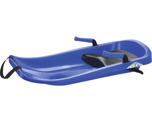 Blauer Rodelschlitten mit Sitz und Lenkgriffen