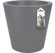 Grauer Pflanztopf mit Elho Logo und Garantiehinweis