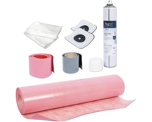 Hydrophon Abdichtungsset mit Dichtmanschette, Dichtband und Dichtmasse