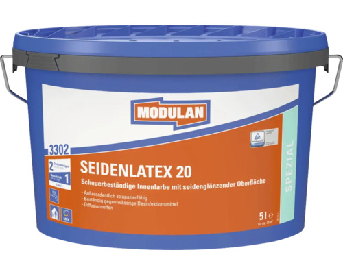 MODULAN 3302 Seidenlatex 20 weiß 5 L Eimer Modulan Seidenlatex 20 Innenfarbe, 5 Liter