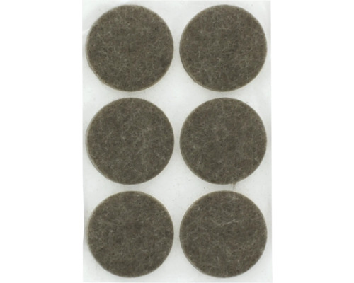 Sechs runde Filzgleiter zum Schutz von Böden und Möbeln.