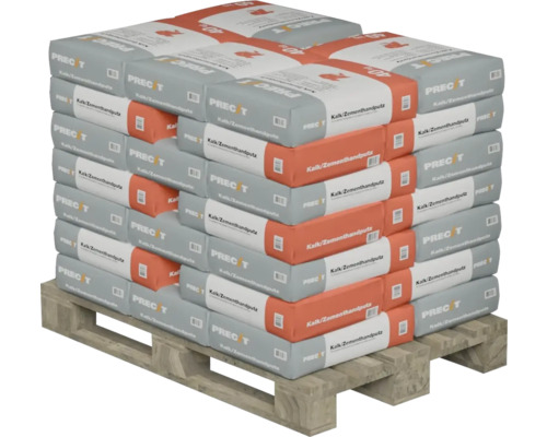 Palette mit Säcken Kalk Zement Putz