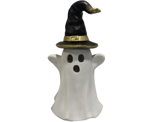 Geist mit Hexenhut als Halloween Dekoration