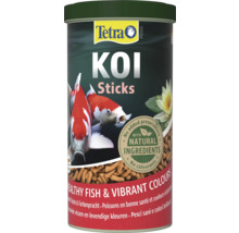 Tetra Pond Koi Sticks Fischfutter in einer Dose mit Tetra Logo, natürlichen Inhaltsstoffen, ohne Konservierungsstoffe und Farbstoffe.