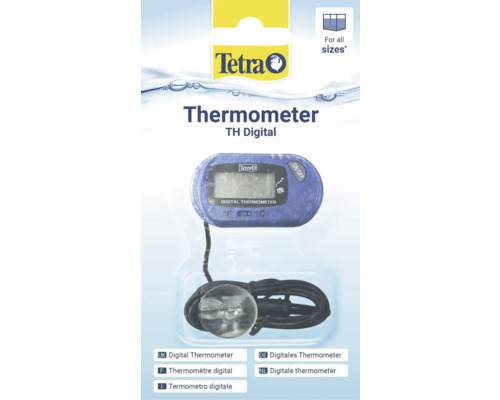 Tetra digitales Aquarium-Thermometer TH Digital mit digitaler Anzeige, schwarzem Kabel, Saugnapf und Eignung für alle Aquariengrößen.