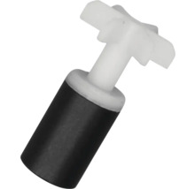 Ersatzrotor für Pumpe mit Magnet und weißem Flügelrad aus Kunststoff.