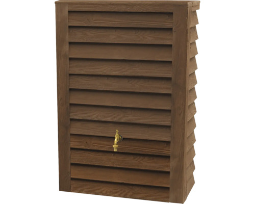 Regentonne in Holzoptik mit Zapfhahn, rechteckig, braun