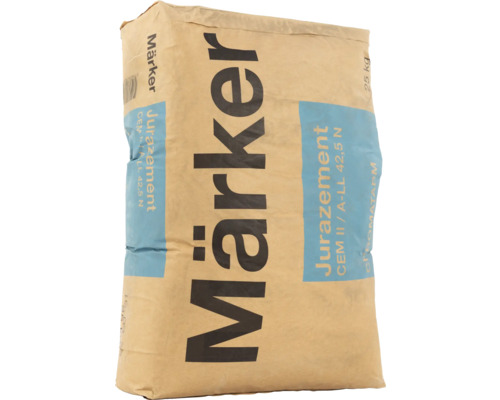 Sack Zement der Marke Märker, Jurazement CEM II / A-LL 42,5 N, 25 Kilogramm