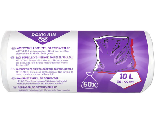 Kosmetikmüllbeutel, 50 Stück pro Rolle, 10 Liter Fassungsvermögen