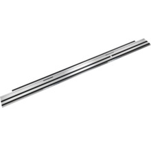 Silberne Führungsschiene aus Aluminium mit schwarzen Gleitstreifen für präzise Schnitte.