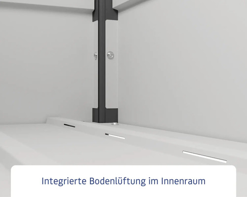Innenraum eines Schranks mit integrierter Bodenlüftung