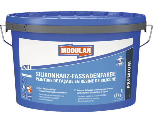 Eimer Silikonharz-Fassadenfarbe von Modulan mit 5 Liter Inhalt