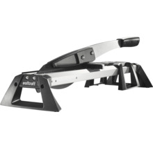 Wolfcraft Laminatschneider aus Metall und Kunststoff in Silber und Schwarz mit Handgriff und stabilem Gestell.