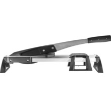 Laminatschneider mit Hebelgriff und Aluminiumgestell für präzise Schnitte.