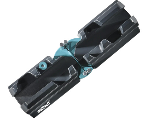 Wolfcraft verstellbare Schmiege und Gehrungslade aus Kunststoff für präzise Gehrungsschnitte bei Fußleisten.