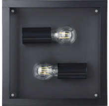 Schwarze Wandleuchte mit zwei Glühbirnen