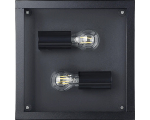 Schwarze Wandleuchte mit zwei Glühbirnen