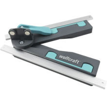 Wolfcraft Winkelschmiege für Gehrungen mit ausziehbaren Metallschienen und Feststellhebel.