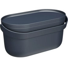 Ovale Aufbewahrungsbox aus Kunststoff mit Deckel in Anthrazit.