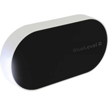 Ovaler Füllstandssensor BlueLevel R mit schwarzer Front und weißem Gehäuse.