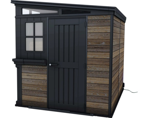 Gartenschrank aus Holz mit Tür und Fenster für den Aussenbereich