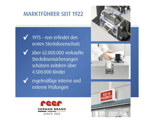 Reer Steckdosensicherungen Qualitätsversprechen seit 1922