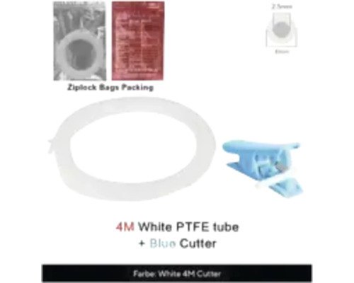 Vier Meter PTFE Schlauch, Cutter, Ziplock Verpackung