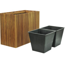 Holz Pflanzenkasten mit zwei Pflanzeinsätzen