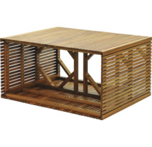 Holzlager für den Garten aus Holzlatten