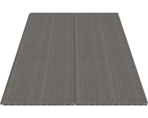 Zwei graue Terrassendielen aus Holzverbundwerkstoff