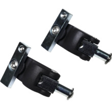 Zwei Fensterbefestigungen aus Metall und Kunststoff