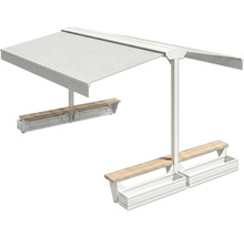Pergola mit Bänken und Pflanzkästen für den Gartenbereich