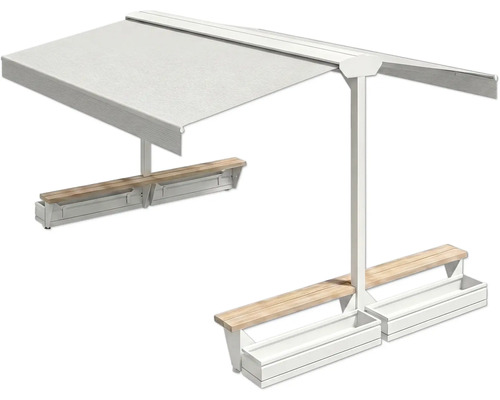Pergola mit Bänken und Pflanzkästen für den Gartenbereich