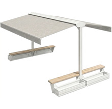 Pergola mit integrierten Bänken und Pflanzkästen für den Außenbereich