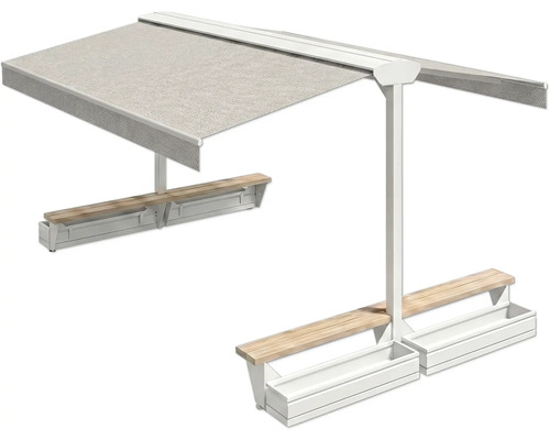 Pergola mit integrierten Bänken und Pflanzkästen für den Außenbereich