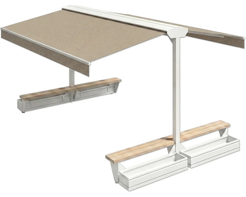 Gartenmöbel-Set mit Markise, Sitzbänken und Pflanzkästen