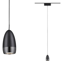 Schwarze Pendelleuchte mit tropfenförmigem Lampenschirm