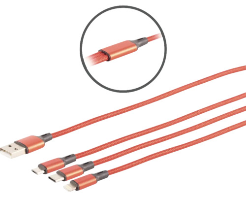 Mehrfach-Ladekabel mit USB-, USB-C- und Micro-USB-Anschlüssen