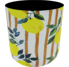 Becher mit Zitronenmotiv und Streifen