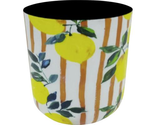 Becher mit Zitronenmotiv und Streifen